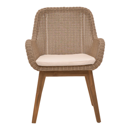 Armchair Charlen pakoworld aluminium skeleton with teak wood in natural shade and pe rattan 60x67x84cm