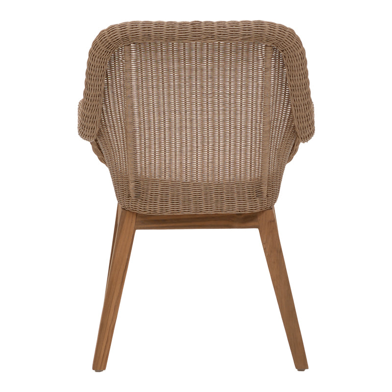 Armchair Charlen pakoworld aluminium skeleton with teak wood in natural shade and pe rattan 60x67x84cm