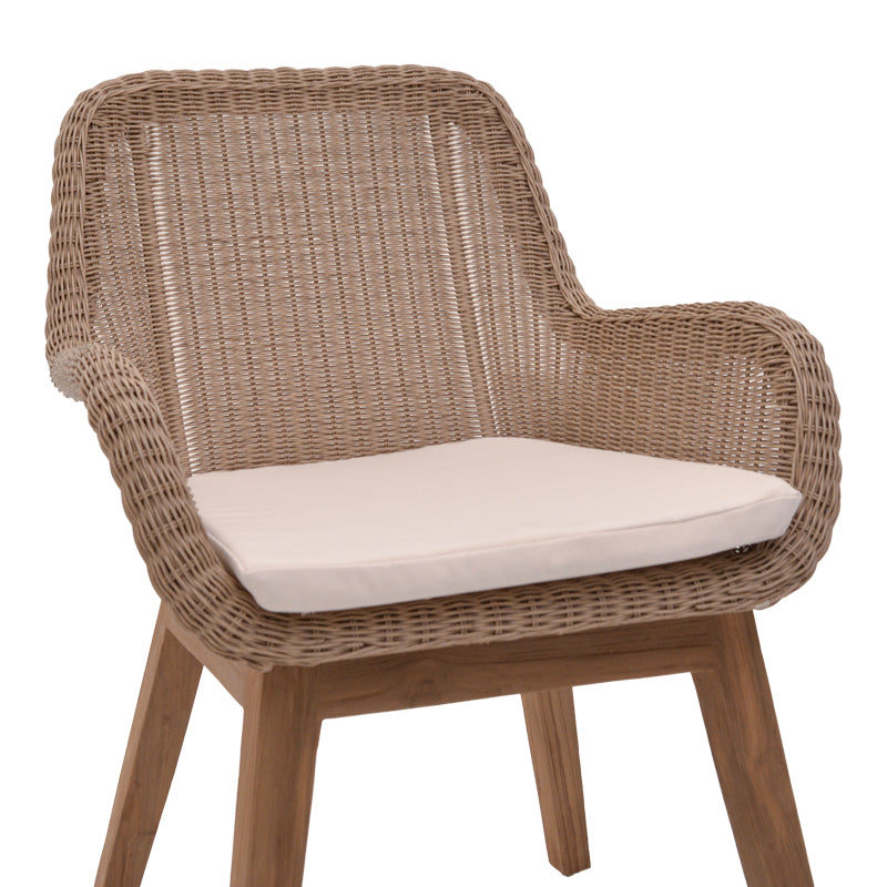 Armchair Charlen pakoworld aluminium skeleton with teak wood in natural shade and pe rattan 60x67x84cm