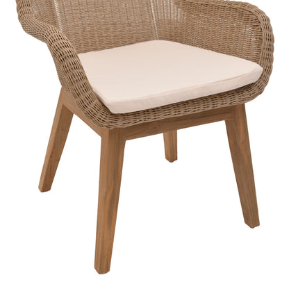 Armchair Charlen pakoworld aluminium skeleton with teak wood in natural shade and pe rattan 60x67x84cm