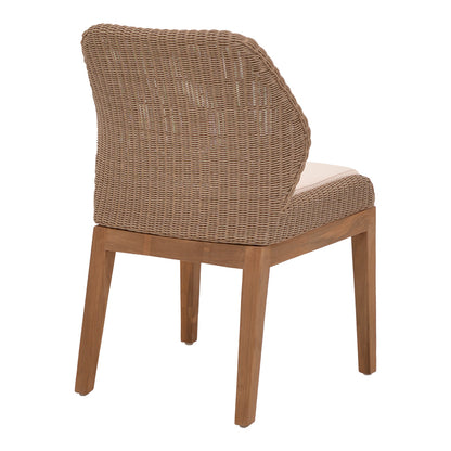 Swinton chair pakoworld aluminium skeleton teak leg wood in natural shade and pe rattan 53x63x86cm