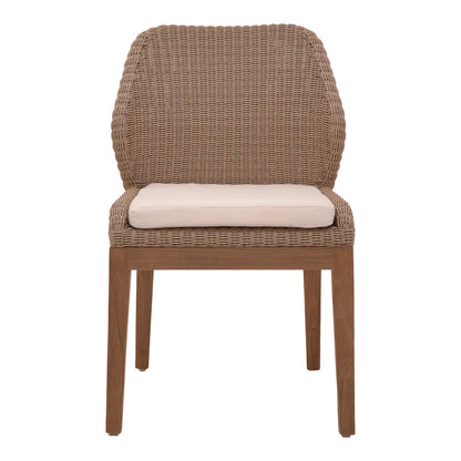 Swinton chair pakoworld aluminium skeleton teak leg wood in natural shade and pe rattan 53x63x86cm