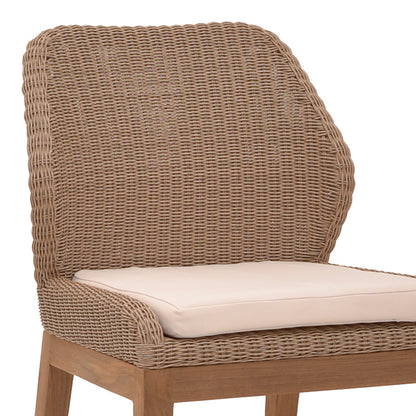 Swinton chair pakoworld aluminium skeleton teak leg wood in natural shade and pe rattan 53x63x86cm