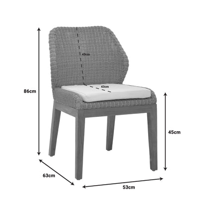 Swinton chair pakoworld aluminium skeleton teak leg wood in natural shade and pe rattan 53x63x86cm