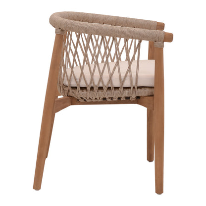 Armchair Abby teak wood skeleton in natural shade and cream cushion 60x58x78cm