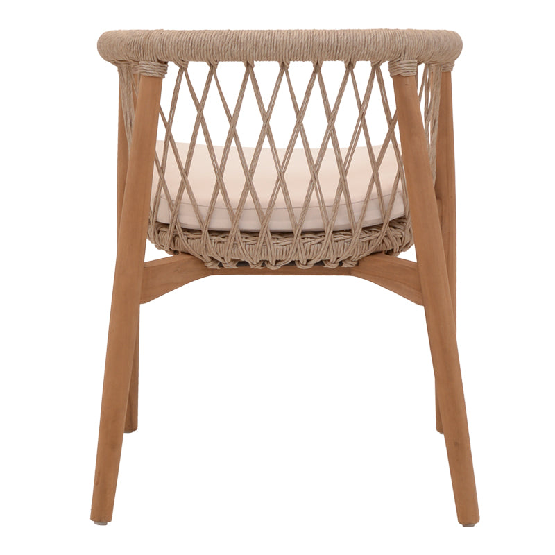 Armchair Abby teak wood skeleton in natural shade and cream cushion 60x58x78cm