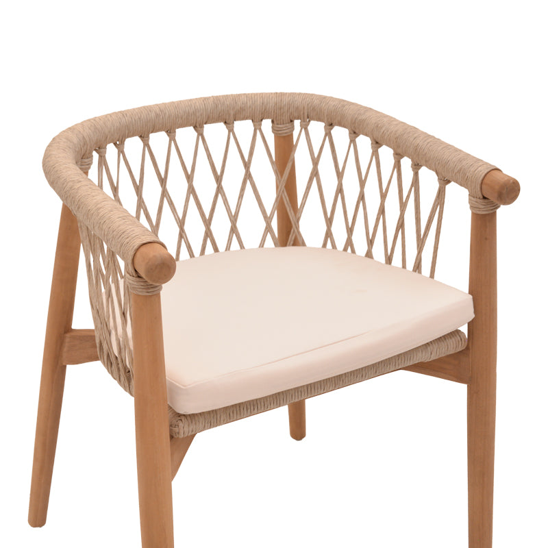 Armchair Abby teak wood skeleton in natural shade and cream cushion 60x58x78cm