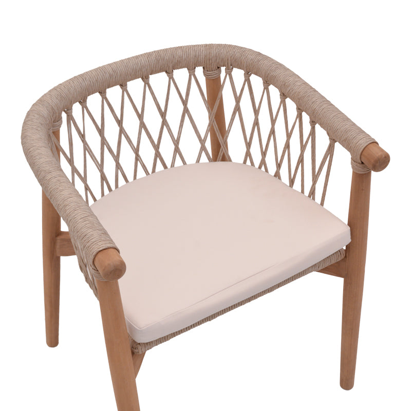 Armchair Abby teak wood skeleton in natural shade and cream cushion 60x58x78cm