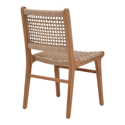 Rover chair pakoworld teak wood skeleton in a natural shade and beige banana wood 50x60x86cm