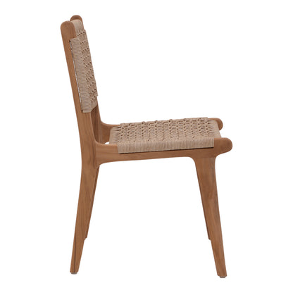 Rover chair pakoworld teak wood skeleton in a natural shade and beige banana wood 50x60x86cm