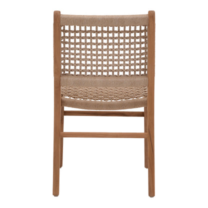 Rover chair pakoworld teak wood skeleton in a natural shade and beige banana wood 50x60x86cm