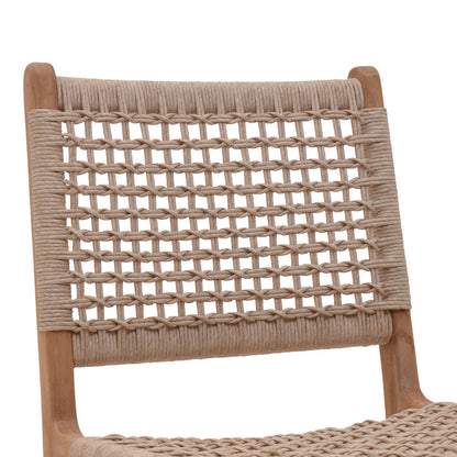 Rover chair pakoworld teak wood skeleton in a natural shade and beige banana wood 50x60x86cm