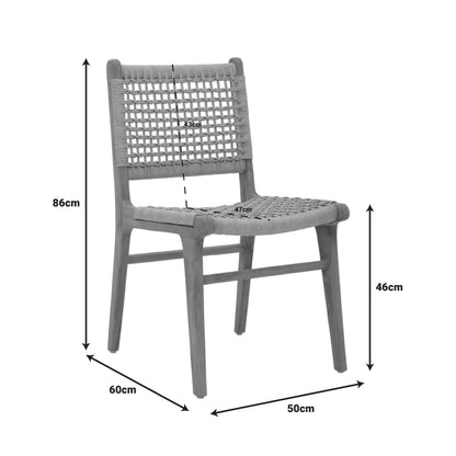 Rover chair pakoworld teak wood skeleton in a natural shade and beige banana wood 50x60x86cm