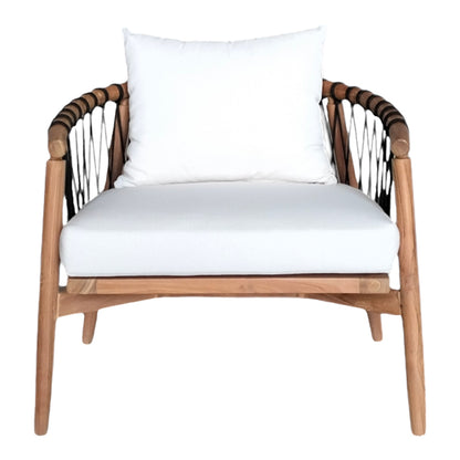 Armchair Haibo pakoworld natural teakwood-black rope-white cushion 80x75x72cm