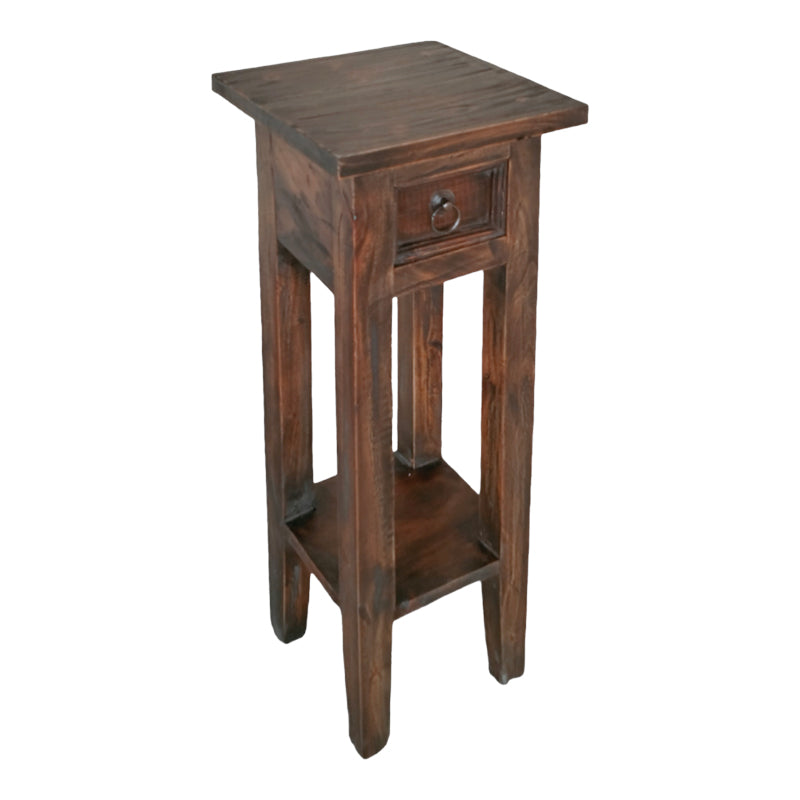Side table Orkney pakoworld walnut color mahogany wood 25x25x67cm