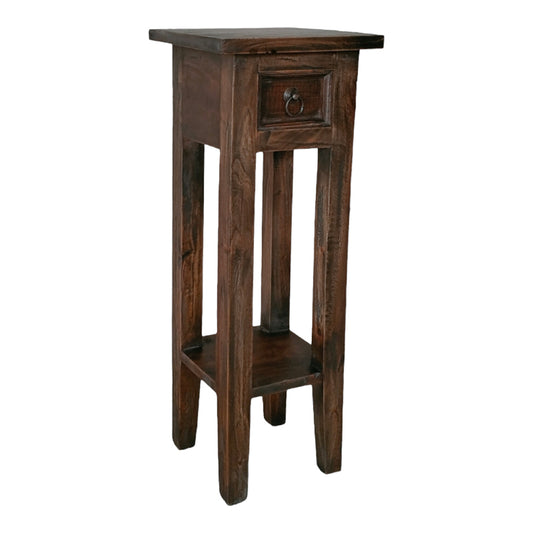 Side table Orkney pakoworld walnut color mahogany wood 25x25x67cm