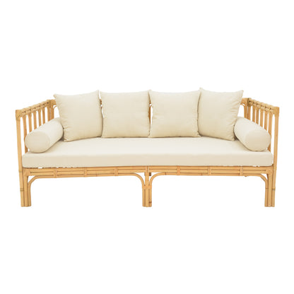 Sofa Alessa pakoworld natural rattan-white fabric with cushions 200x100x76cm