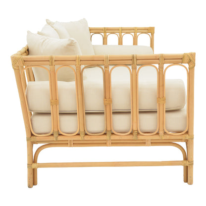 Sofa Alessa pakoworld natural rattan-white fabric with cushions 200x100x76cm