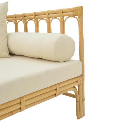 Sofa Alessa pakoworld natural rattan-white fabric with cushions 200x100x76cm