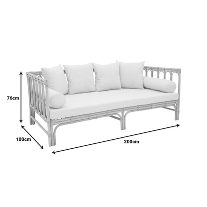 Sofa Alessa pakoworld natural rattan-white fabric with cushions 200x100x76cm