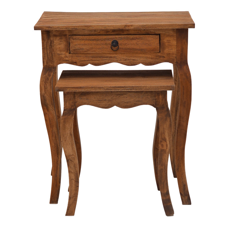 Side table Nesto pakoworld set of 2 natural antique mahogany wood