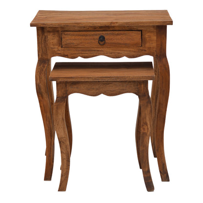 Side table Nesto pakoworld set of 2 natural antique mahogany wood
