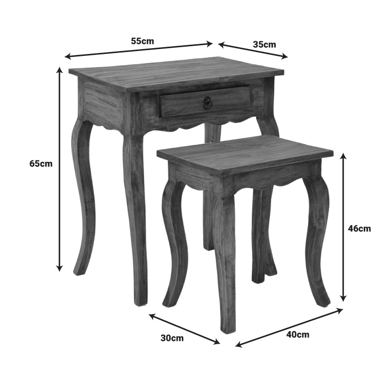 Side table Nesto pakoworld set of 2 natural antique mahogany wood