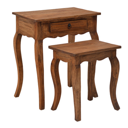 Side table Nesto pakoworld set of 2 natural antique mahogany wood