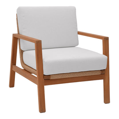 Doumain pakoworld lounge set of 4 natural teak wood-white cushion-natural rattan