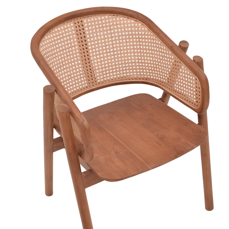 Armchair Anlene pakoworld walnut teak wood skeleton with beige color rattan 62x54x82cm