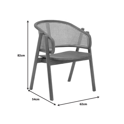 Armchair Anlene pakoworld walnut teak wood skeleton with beige color rattan 62x54x82cm