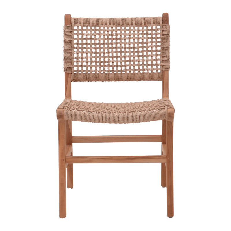 Sponze chair pakoworld teak wood skeleton and rope in natural color 50x58x85cm
