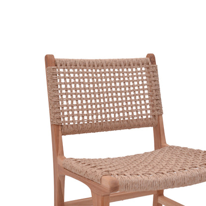 Sponze chair pakoworld teak wood skeleton and rope in natural color 50x58x85cm