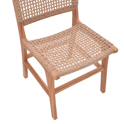Sponze chair pakoworld teak wood skeleton and rope in natural color 50x58x85cm