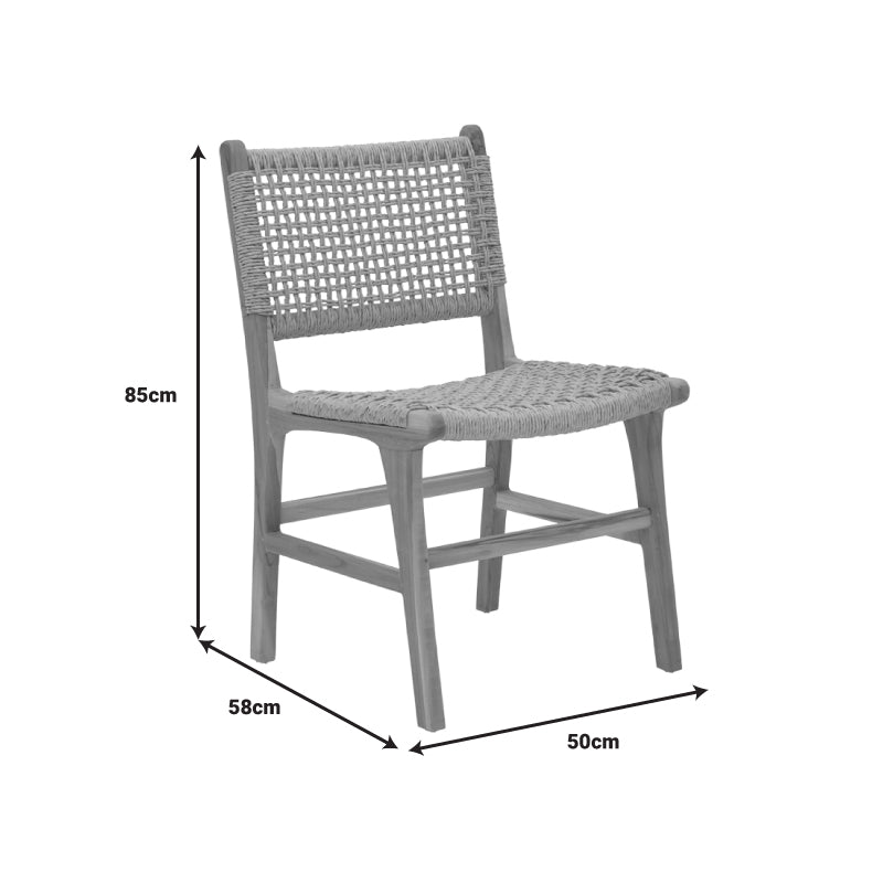 Sponze chair pakoworld teak wood skeleton and rope in natural color 50x58x85cm