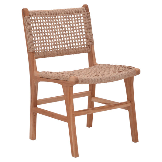 Sponze chair pakoworld teak wood skeleton and rope in natural color 50x58x85cm