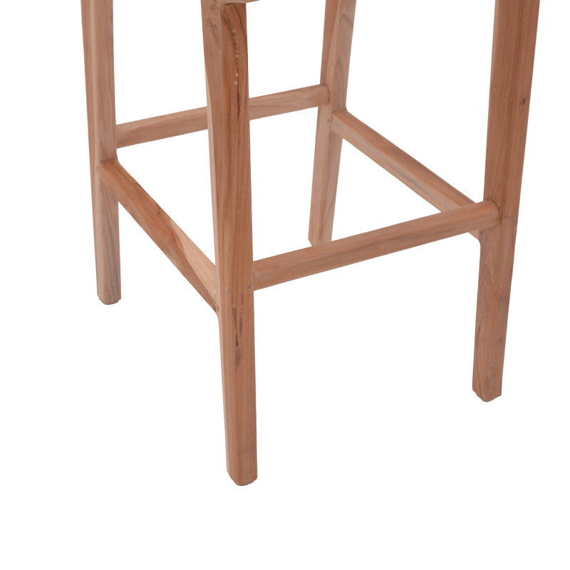 Bar stool medium height Sponze pakoworld natural color teak wood skeleton and rattan 40x47x89cm