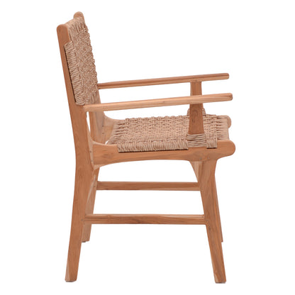 Sponze armchair pakoworld natural color teak wood skeleton and rope 54x60x86cm