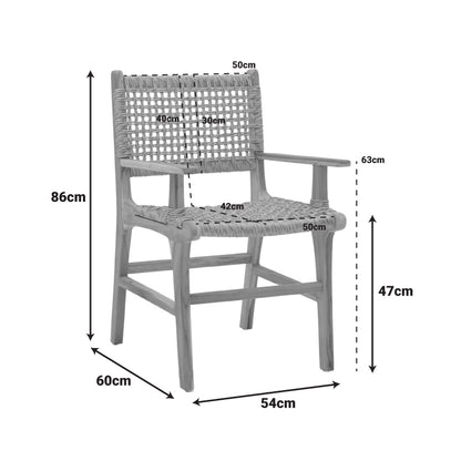 Sponze armchair natural color teak wood skeleton and pe rope 54x60x86cm