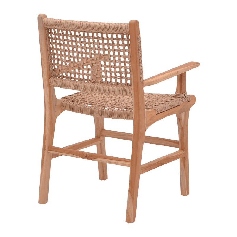 Sponze armchair natural color teak wood skeleton and pe rope 54x60x86cm