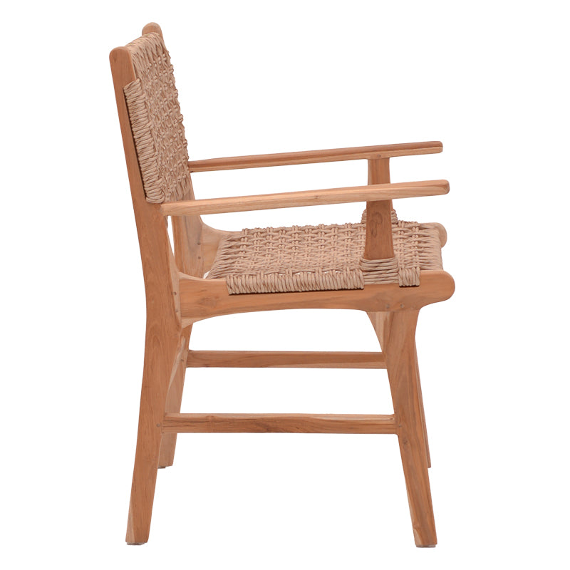 Sponze armchair natural color teak wood skeleton and pe rope 54x60x86cm