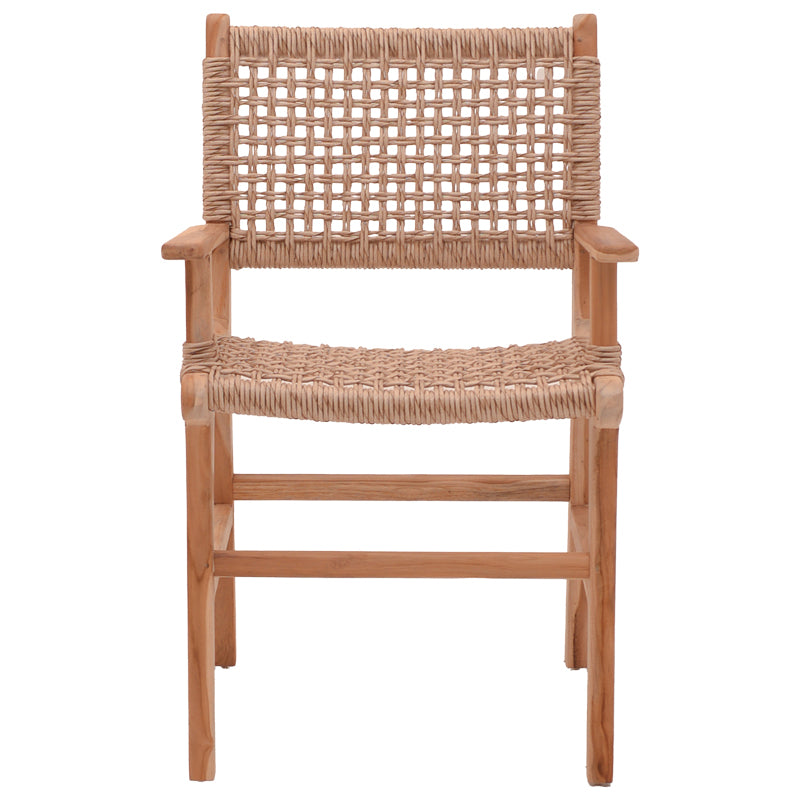 Sponze armchair natural color teak wood skeleton and pe rope 54x60x86cm