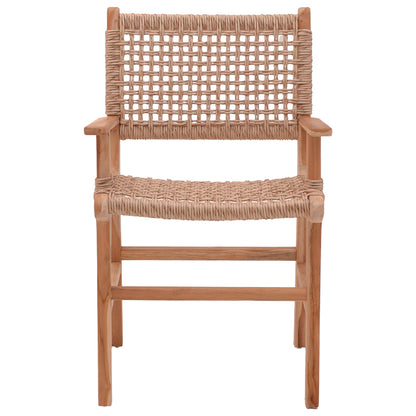 Sponze armchair natural color teak wood skeleton and pe rope 54x60x86cm
