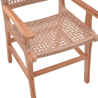 Sponze armchair pakoworld natural color teak wood skeleton and rope 54x60x86cm