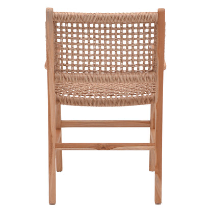 Sponze armchair natural color teak wood skeleton and pe rope 54x60x86cm