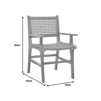 Sponze armchair pakoworld natural color teak wood skeleton and rope 54x60x86cm