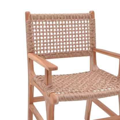 Sponze armchair natural color teak wood skeleton and pe rope 54x60x86cm