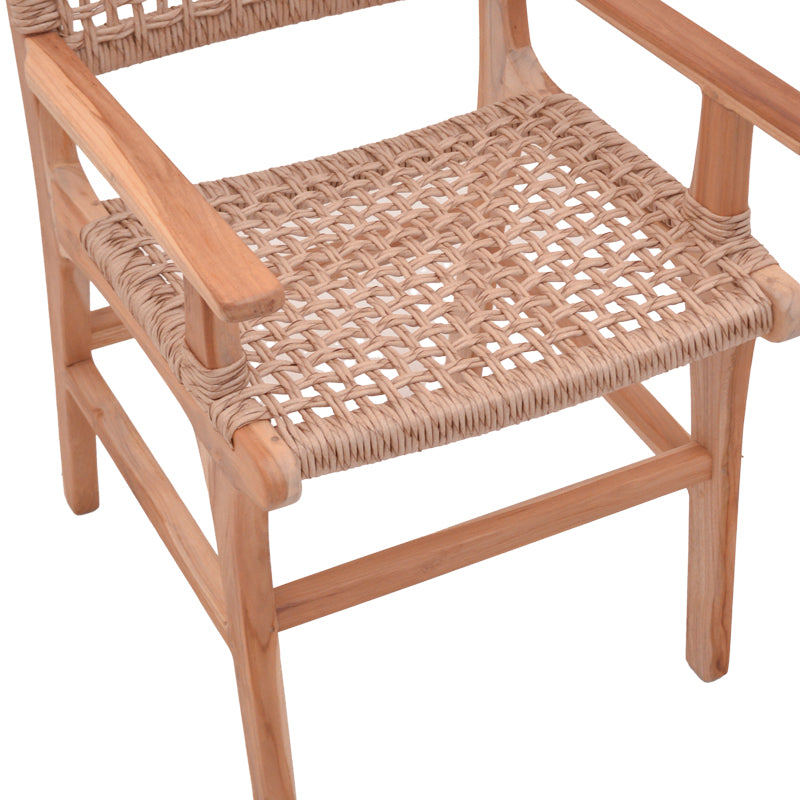 Sponze armchair natural color teak wood skeleton and pe rope 54x60x86cm