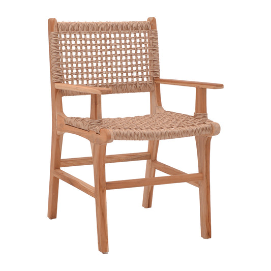 Sponze armchair natural color teak wood skeleton and pe rope 54x60x86cm