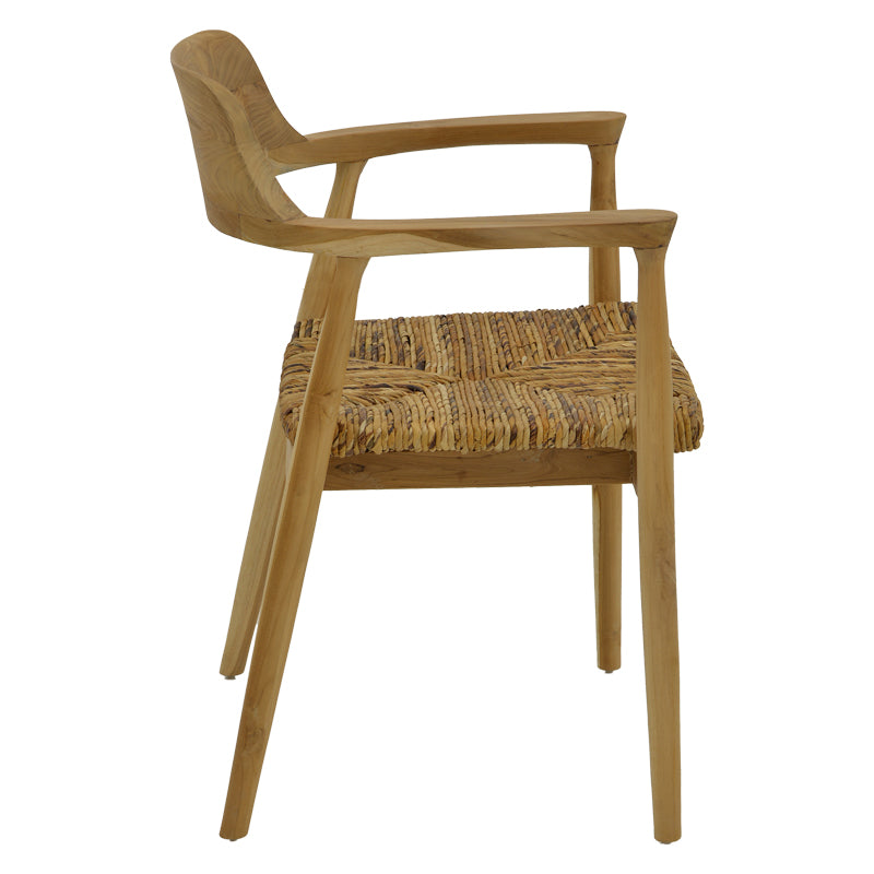 Denverone armchair natural teak wood-straw 57x54x79cm